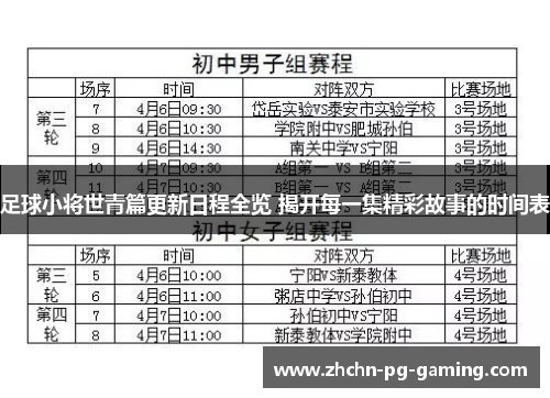 足球小将世青篇更新日程全览 揭开每一集精彩故事的时间表