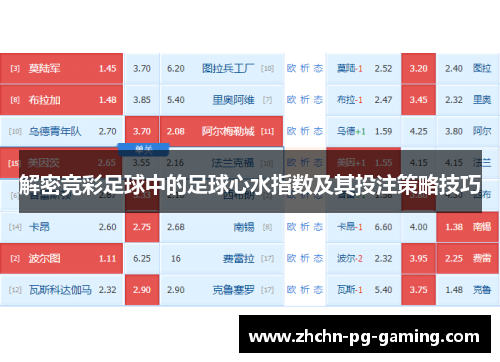 解密竞彩足球中的足球心水指数及其投注策略技巧